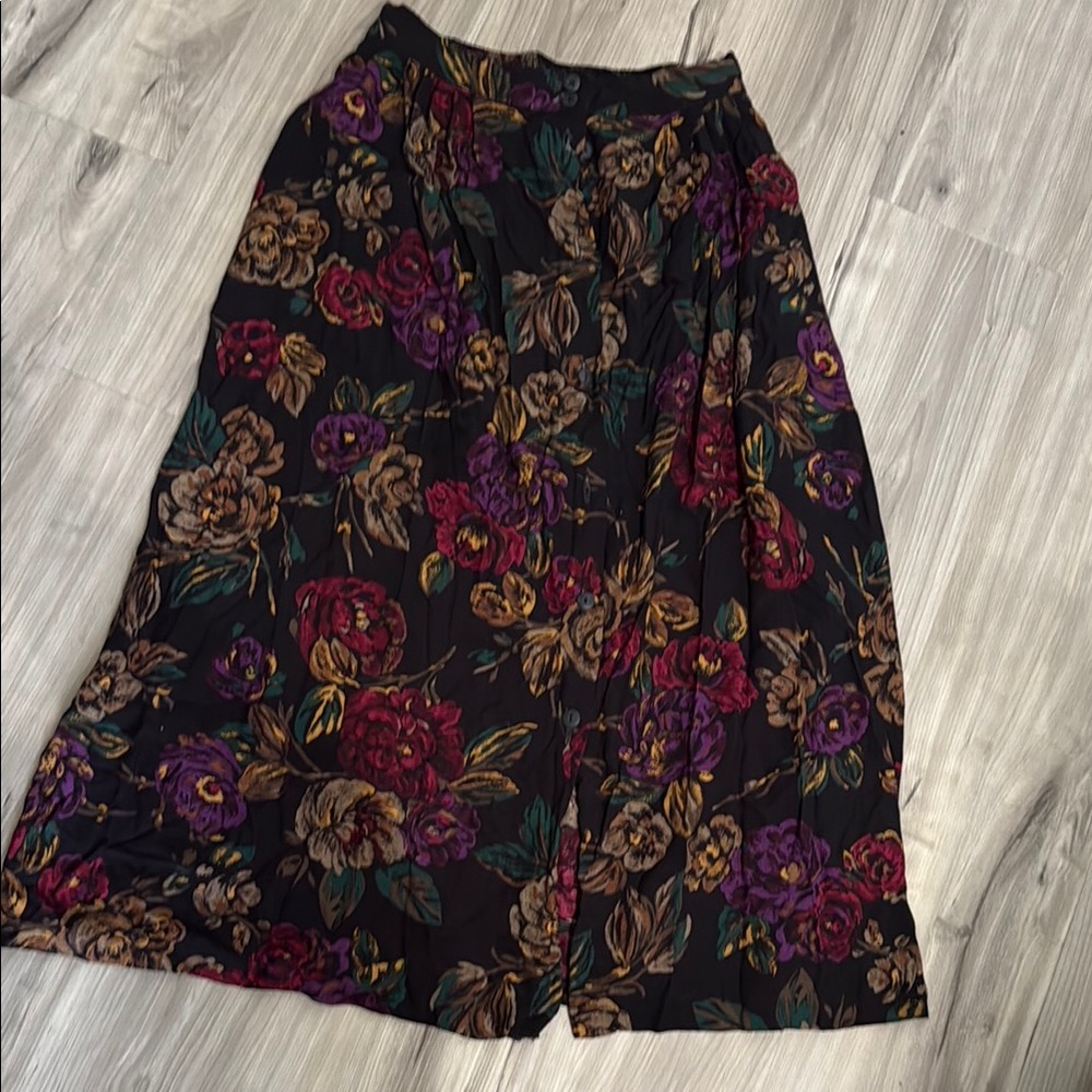 Purple A-line Midi Skirt with Pleats for Work